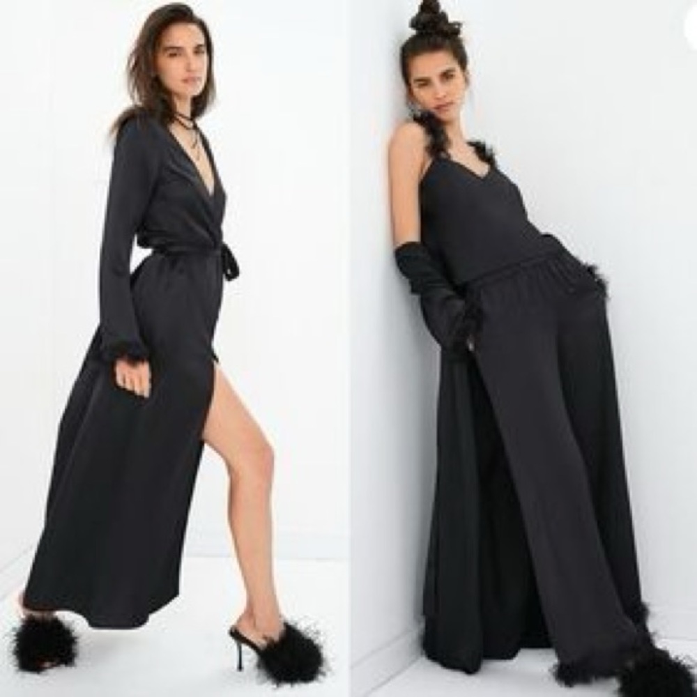For Love And Lemons Black Ruffle Trim Robe - Picture 4 of 4